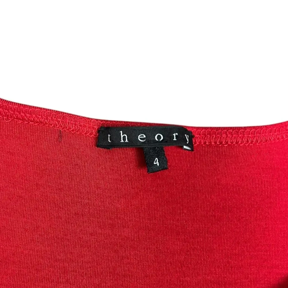 Theory Olethea Red Fit and Flare Mini Dress Size 4 Small NWT WITH FLAW - Picture 3 of 7